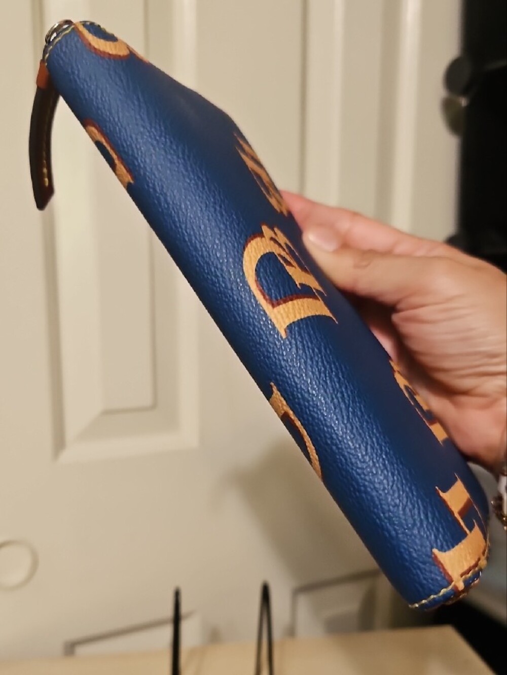 Dooney & Bourke EUC Blue Zip Around Wallet Monogram DB Logo - Picture 6 of 13